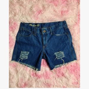 Madewell Dark Denim Short With Distressing
